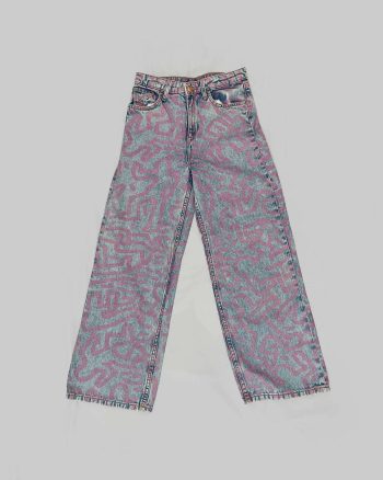 Retro Graffiti Print Baggy Jeans